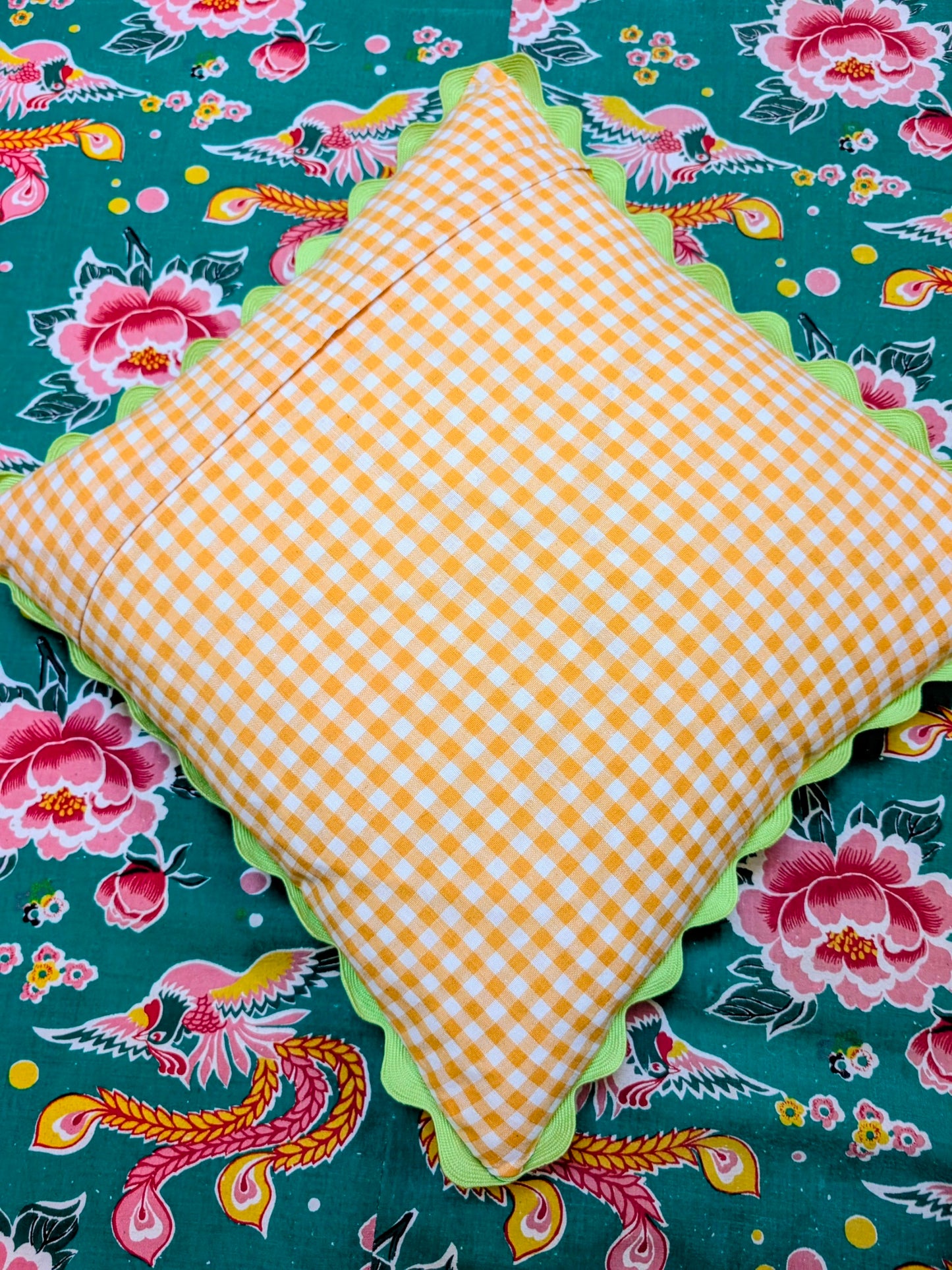 Shanghai peony and gingham cushions