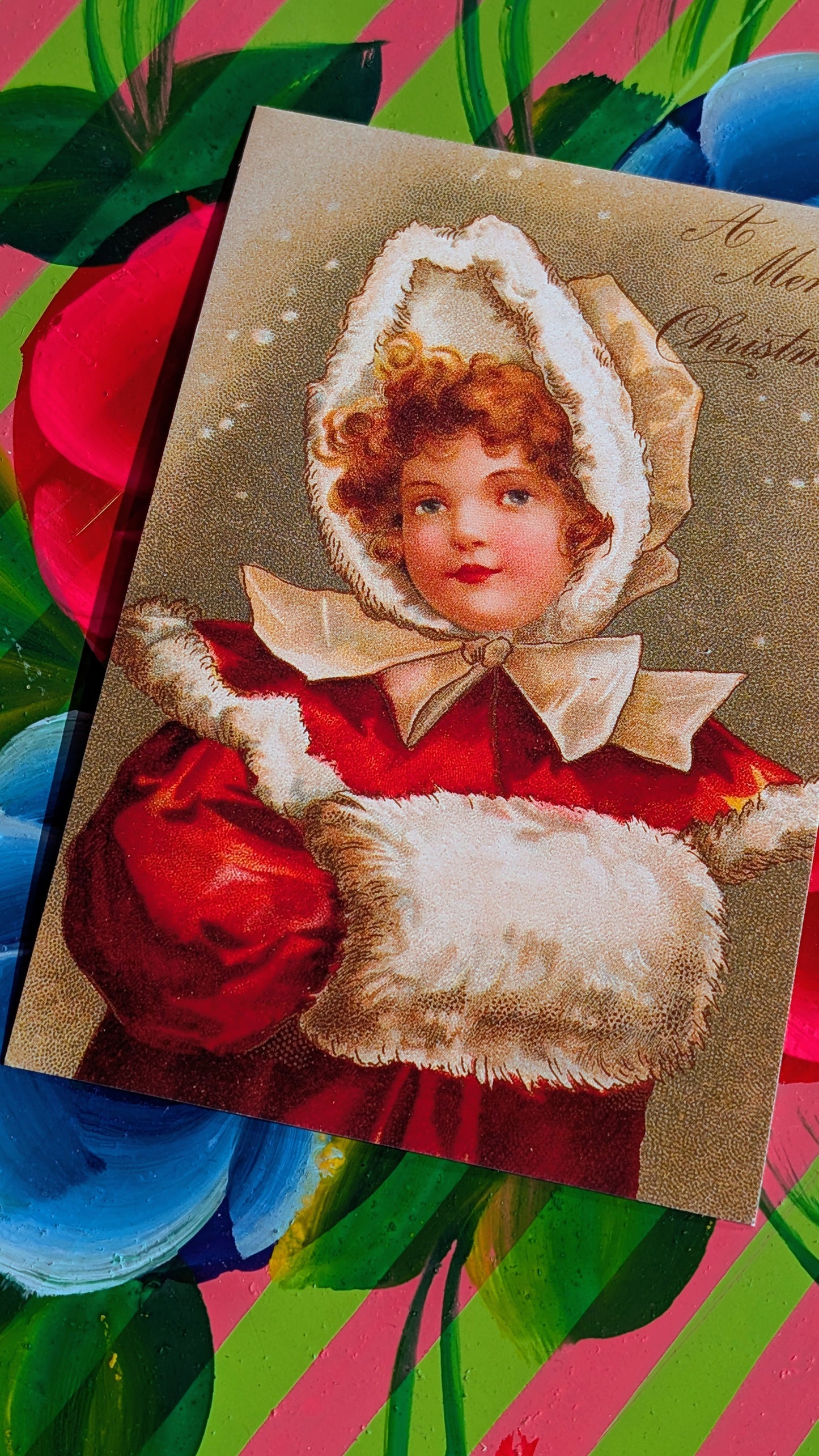 Vintage xmas girls postcard set