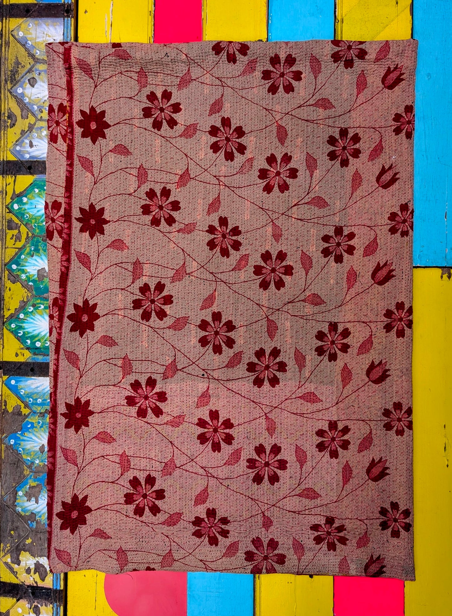 Floral graphic Kantha quilts - No 11
