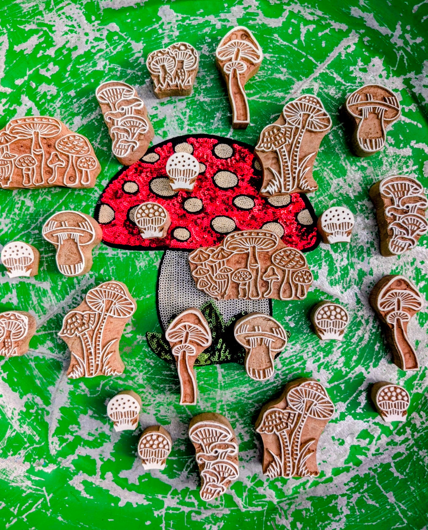 Toadstools wood blocks