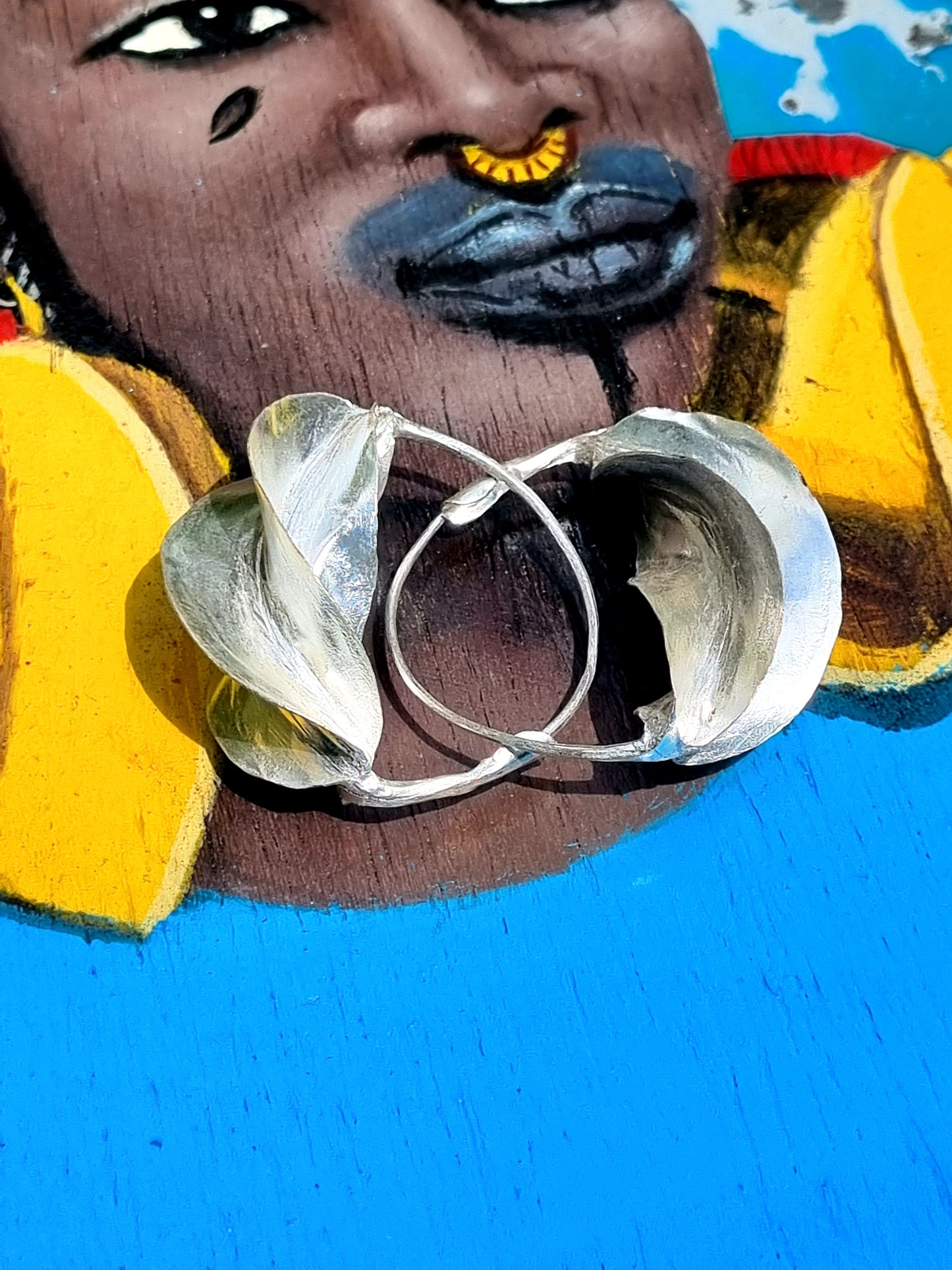 Fulani silver plated brass earring