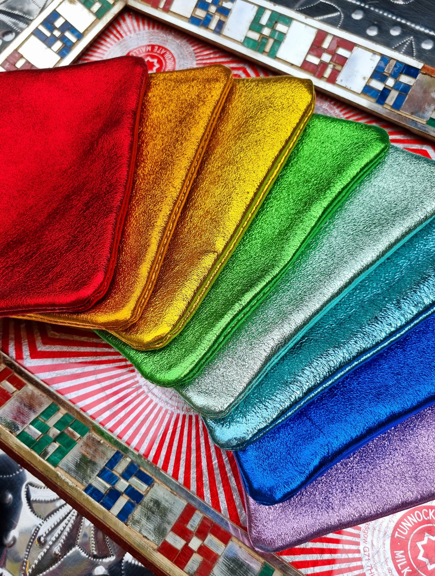 nbow metallic leather pouch - small