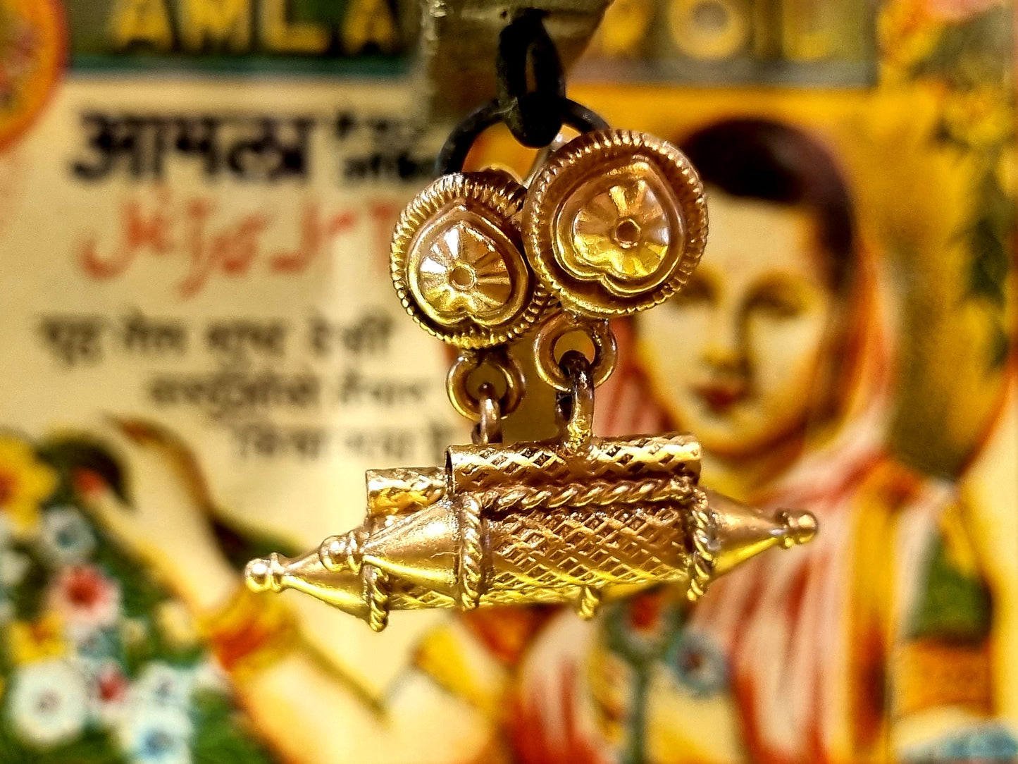 Stud drop barrel earrings