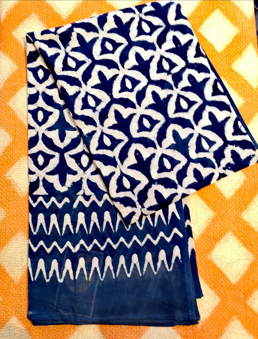 Indigo block print shawl