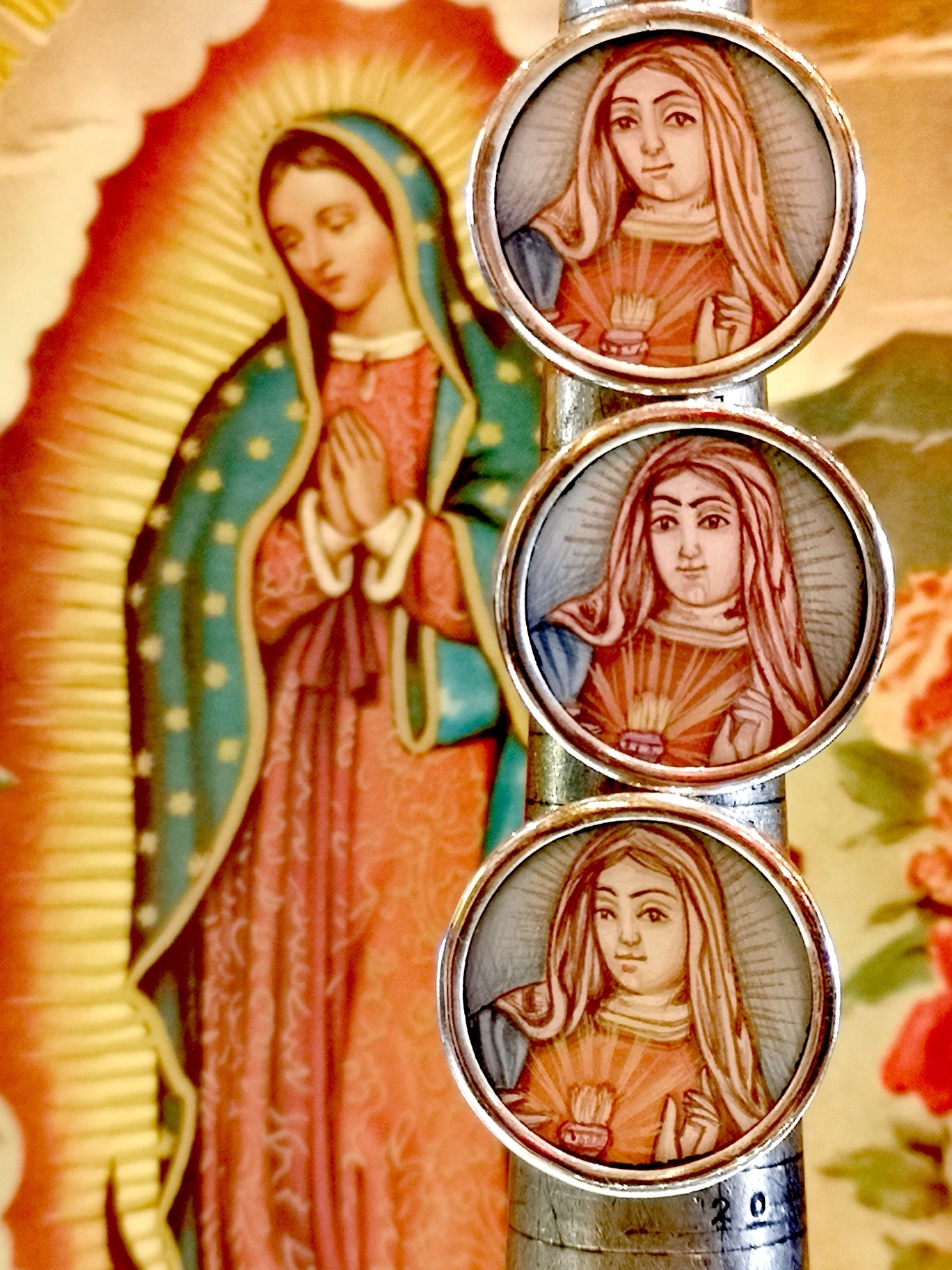 Hand painted Catholic miniature ring