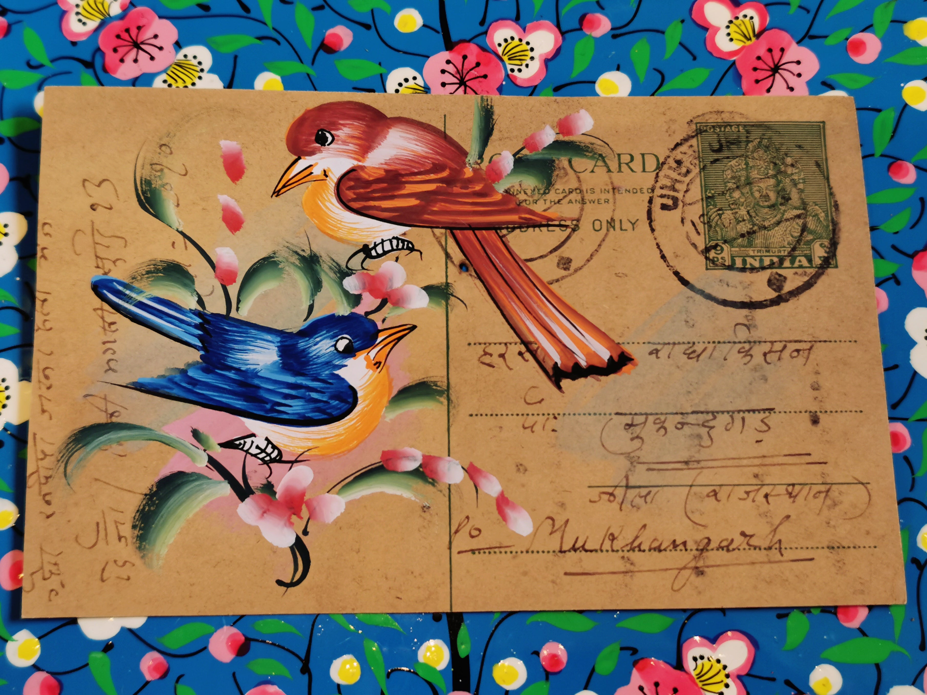 Hand painted indian postcards - Flora and Fauna