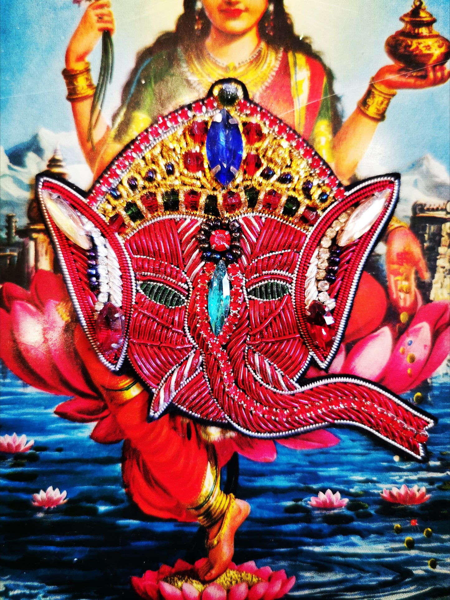 Ganesh jewelled hand stitched patch
