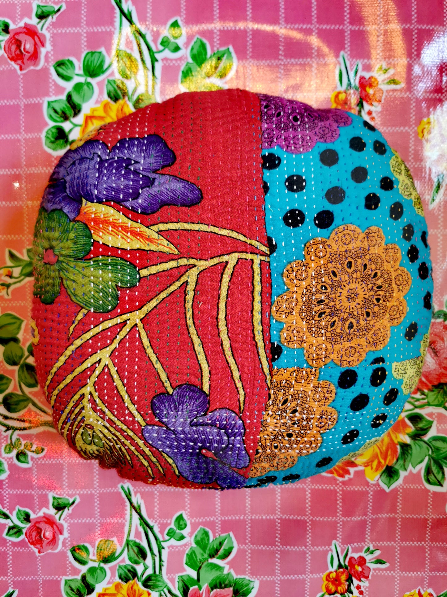 Folk art seat cushion