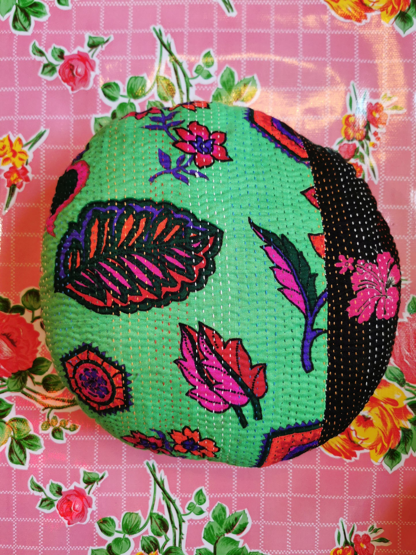 Folk art seat cushion