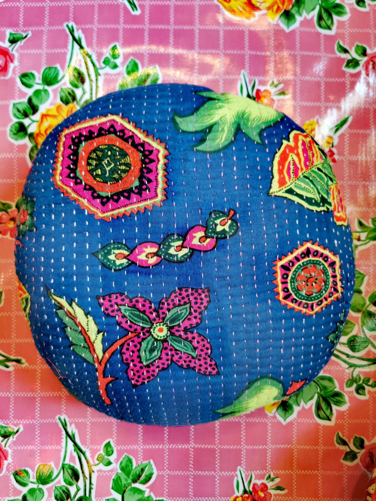 Folk art seat cushion