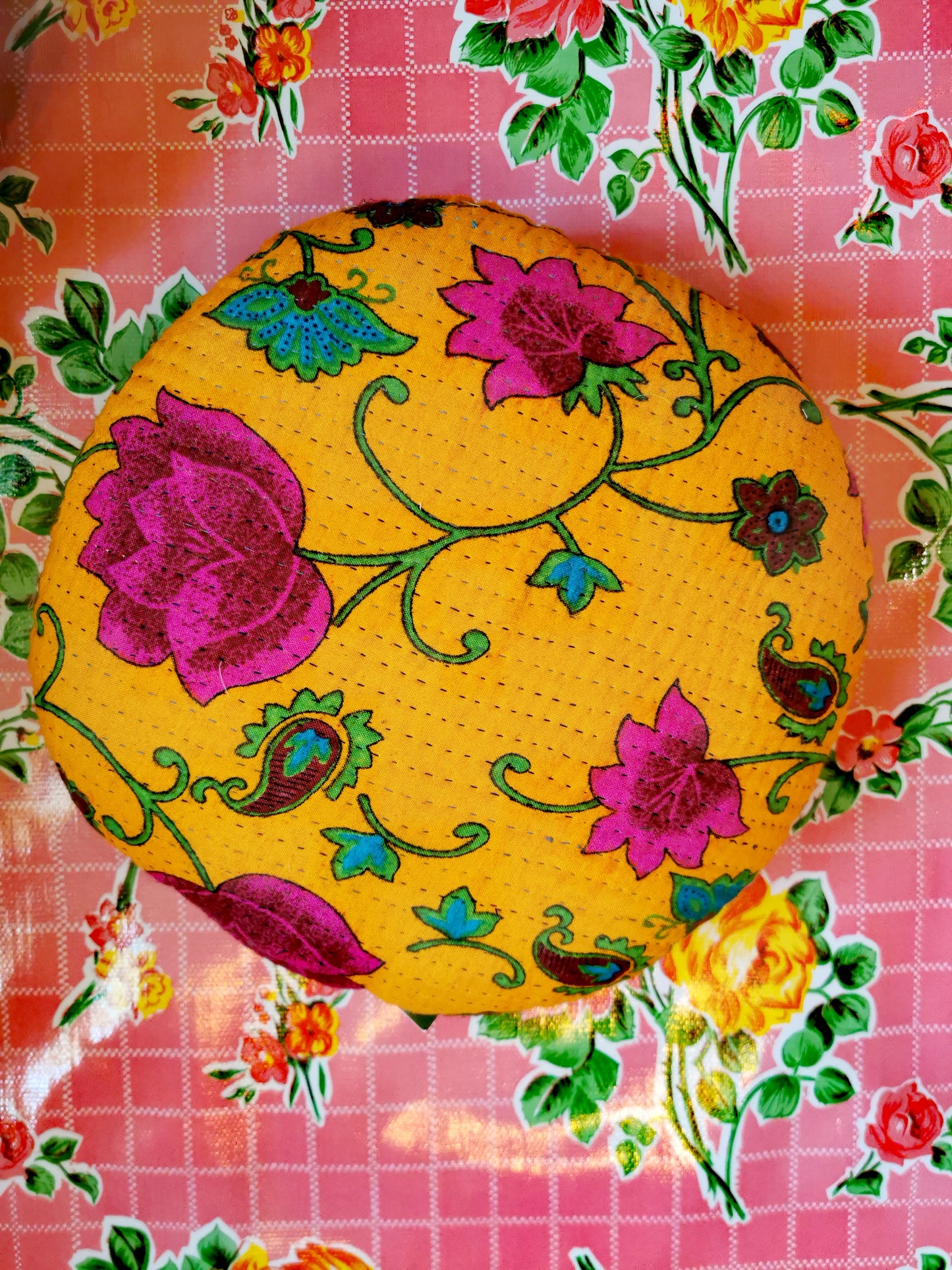 Folk art seat cushion