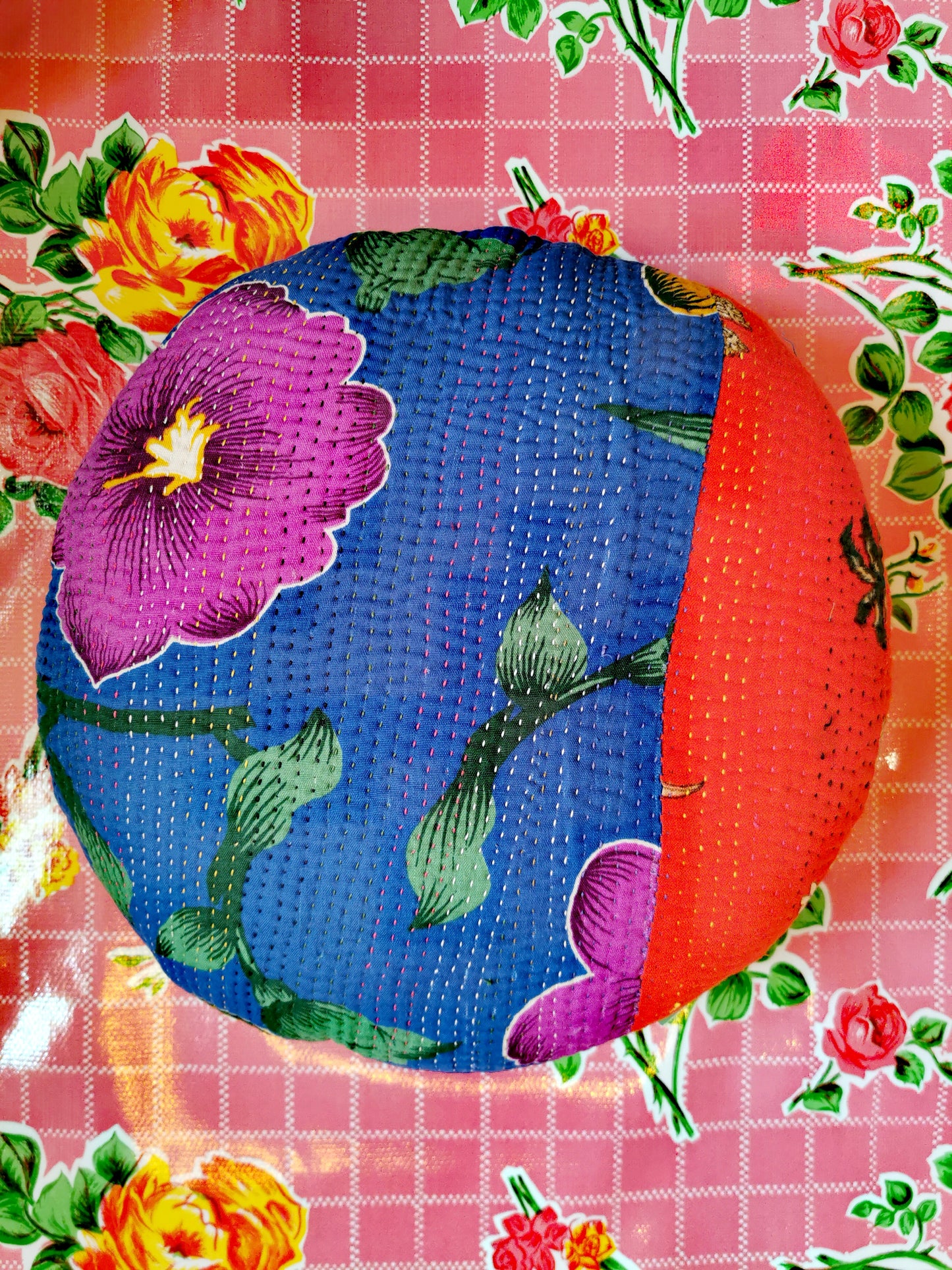 Folk art seat cushion