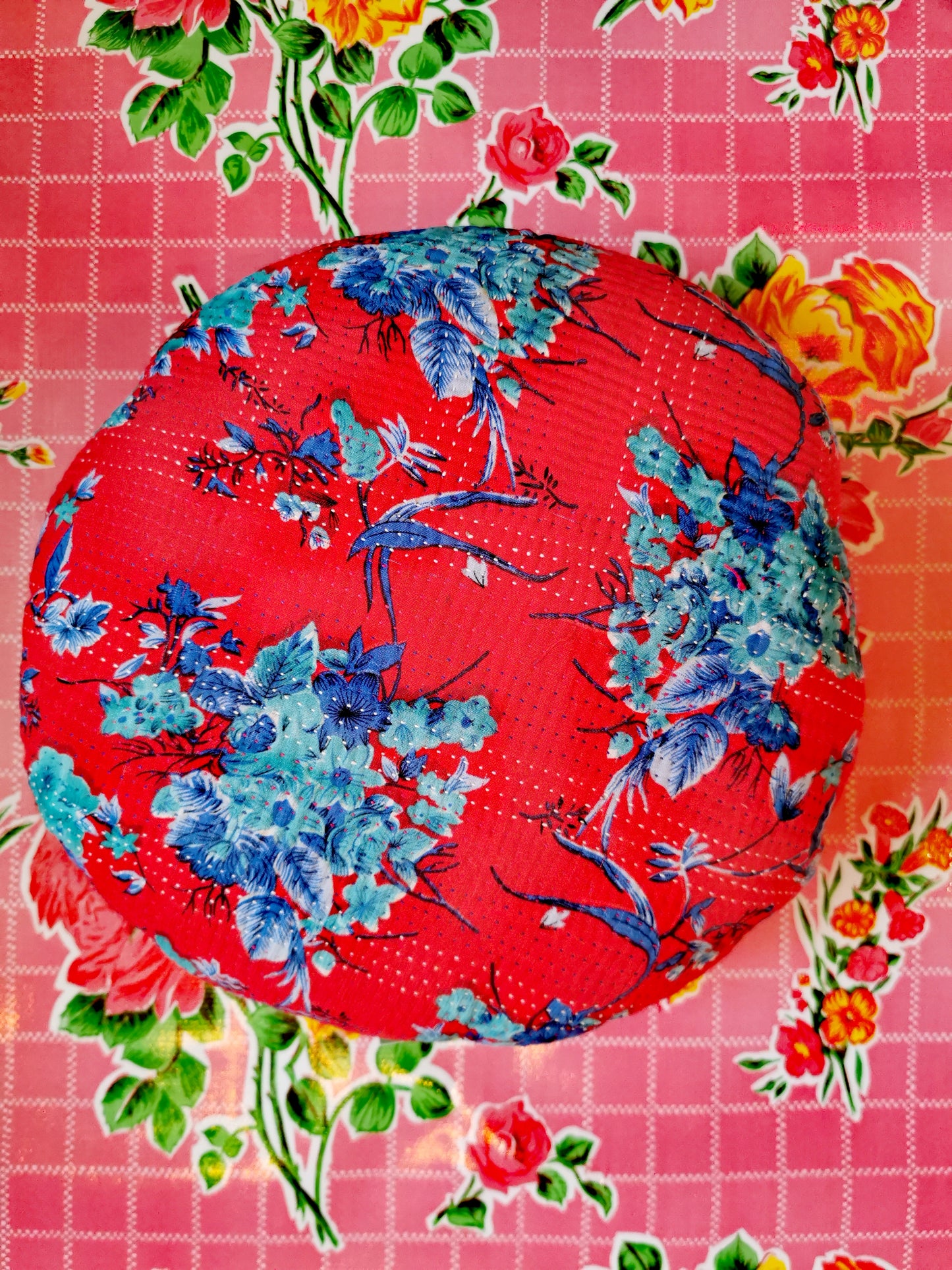 Folk art seat cushion