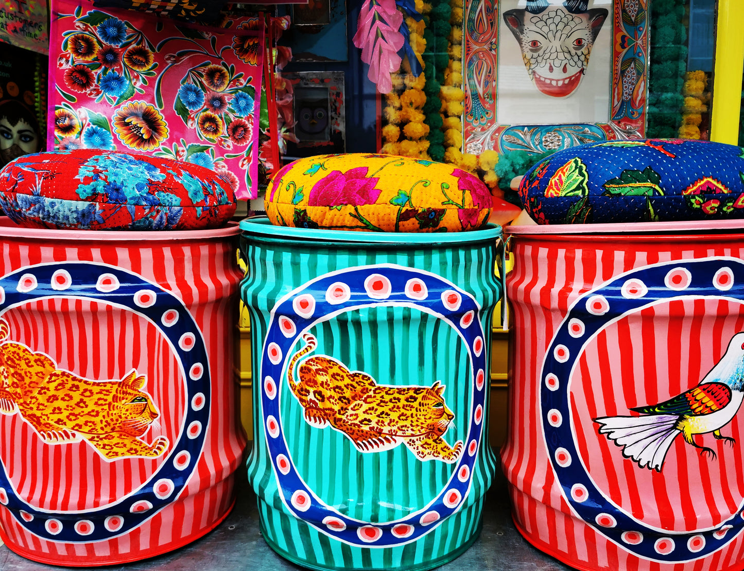 Folk art seat cushion