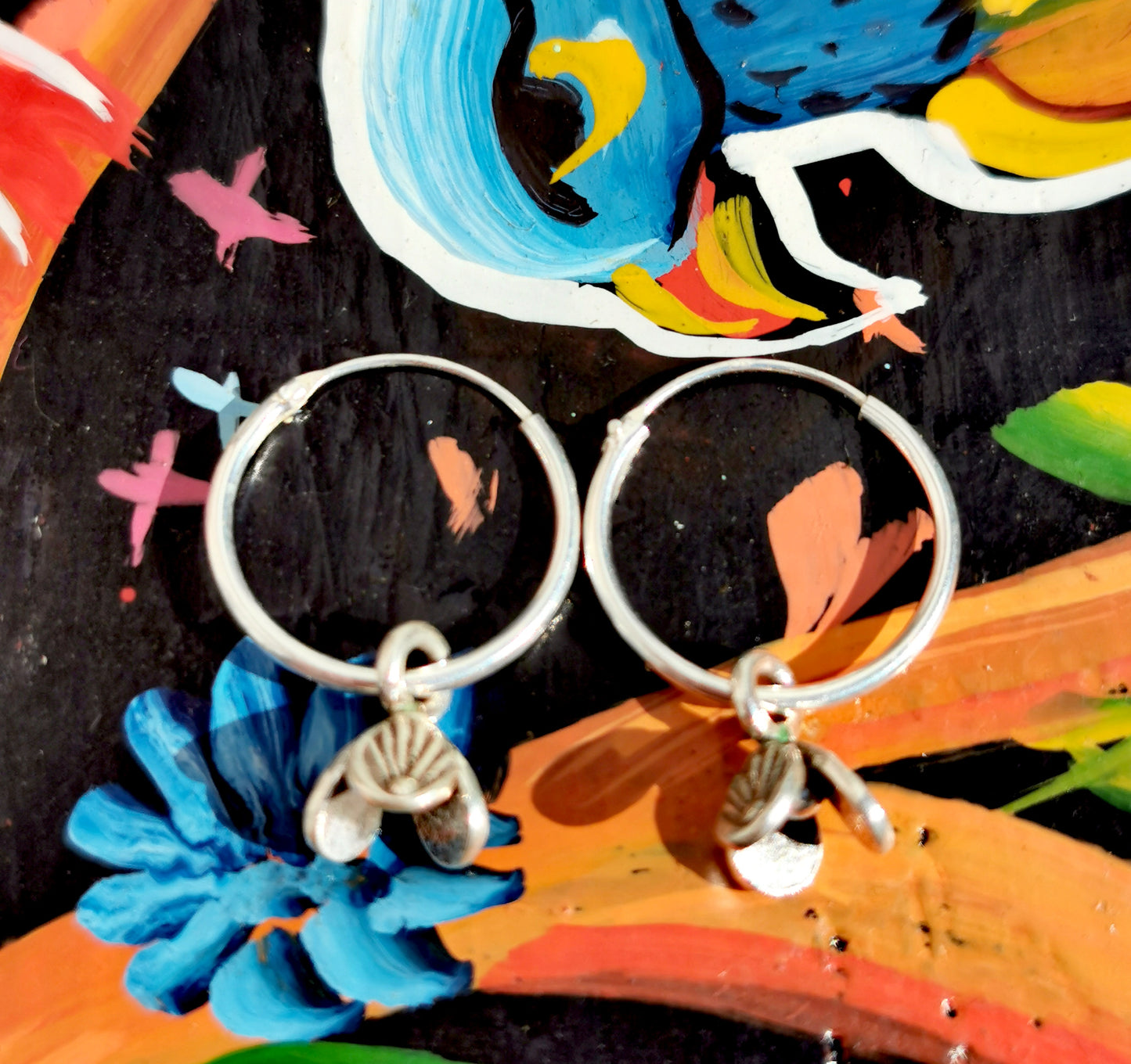 Myanmar charms hoop earrings