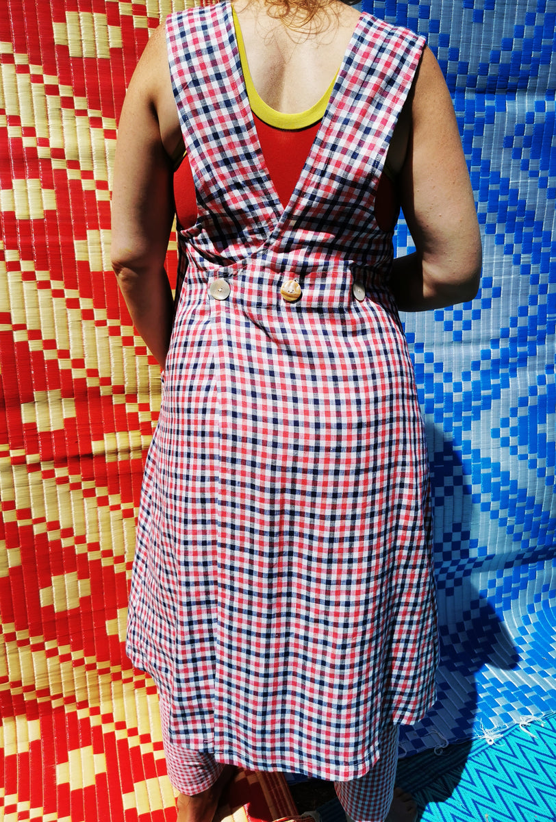 Check linen Apron dress