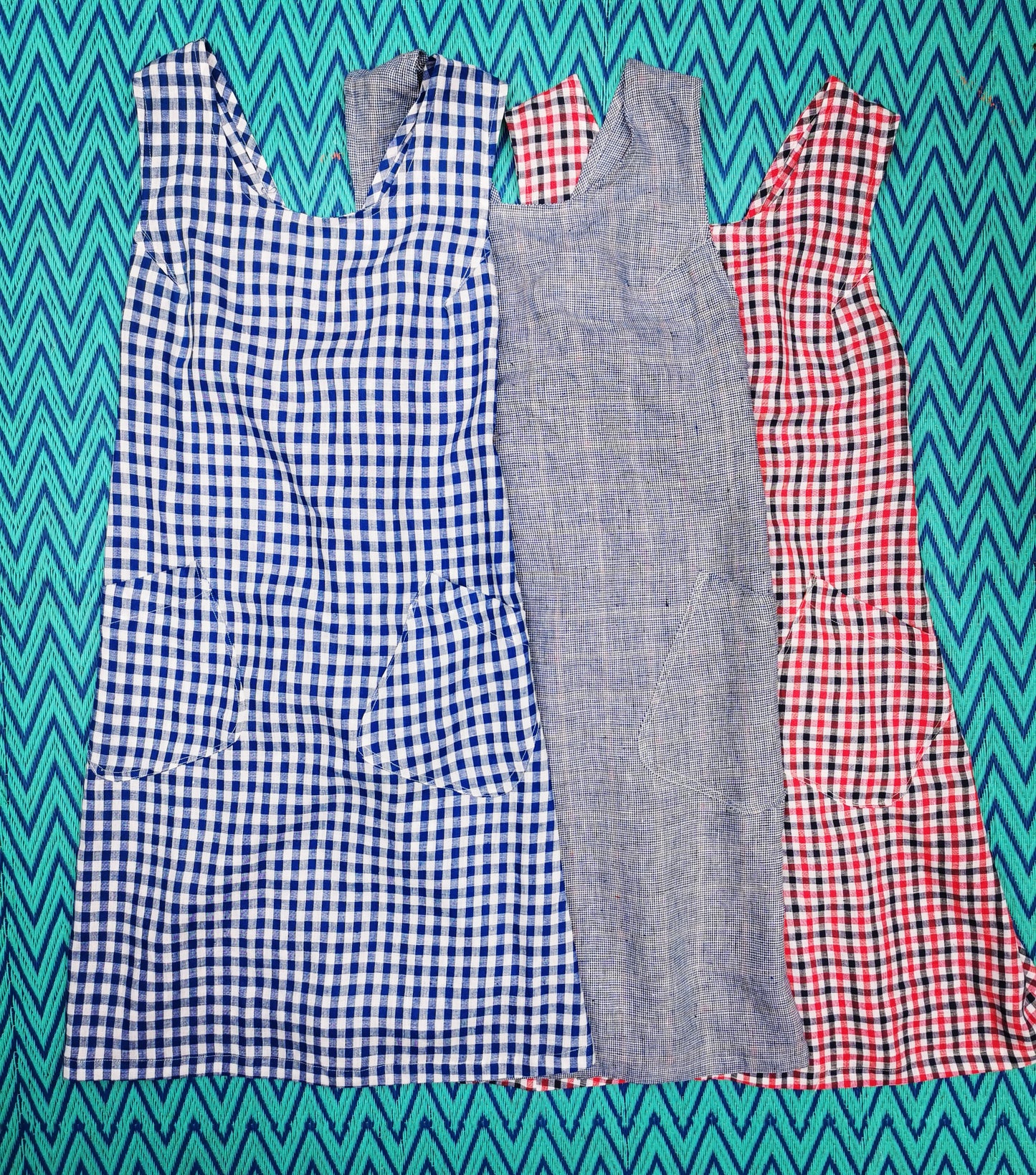 *SALE*Check linen Apron dress