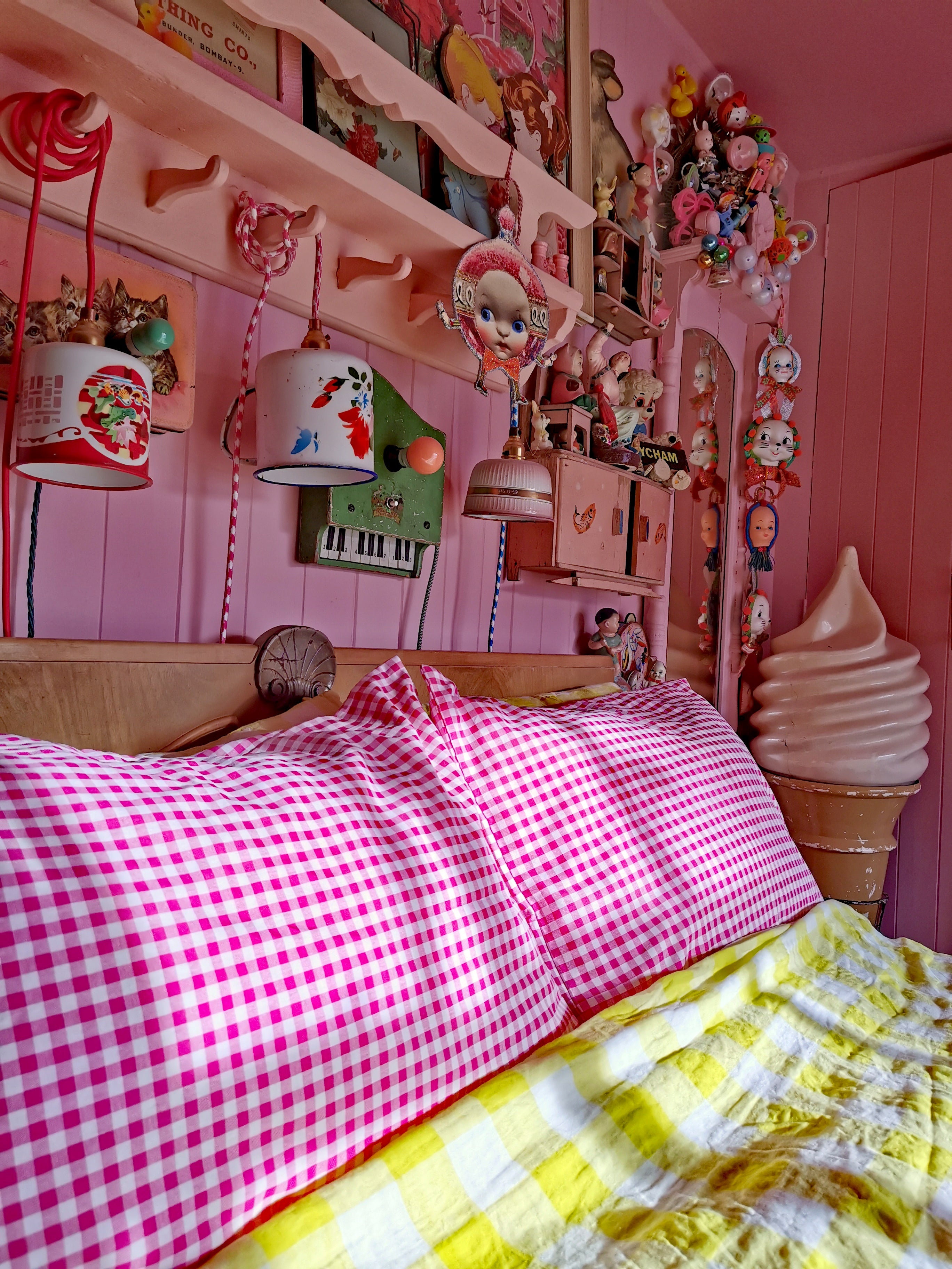 Pink gingham pillowcases