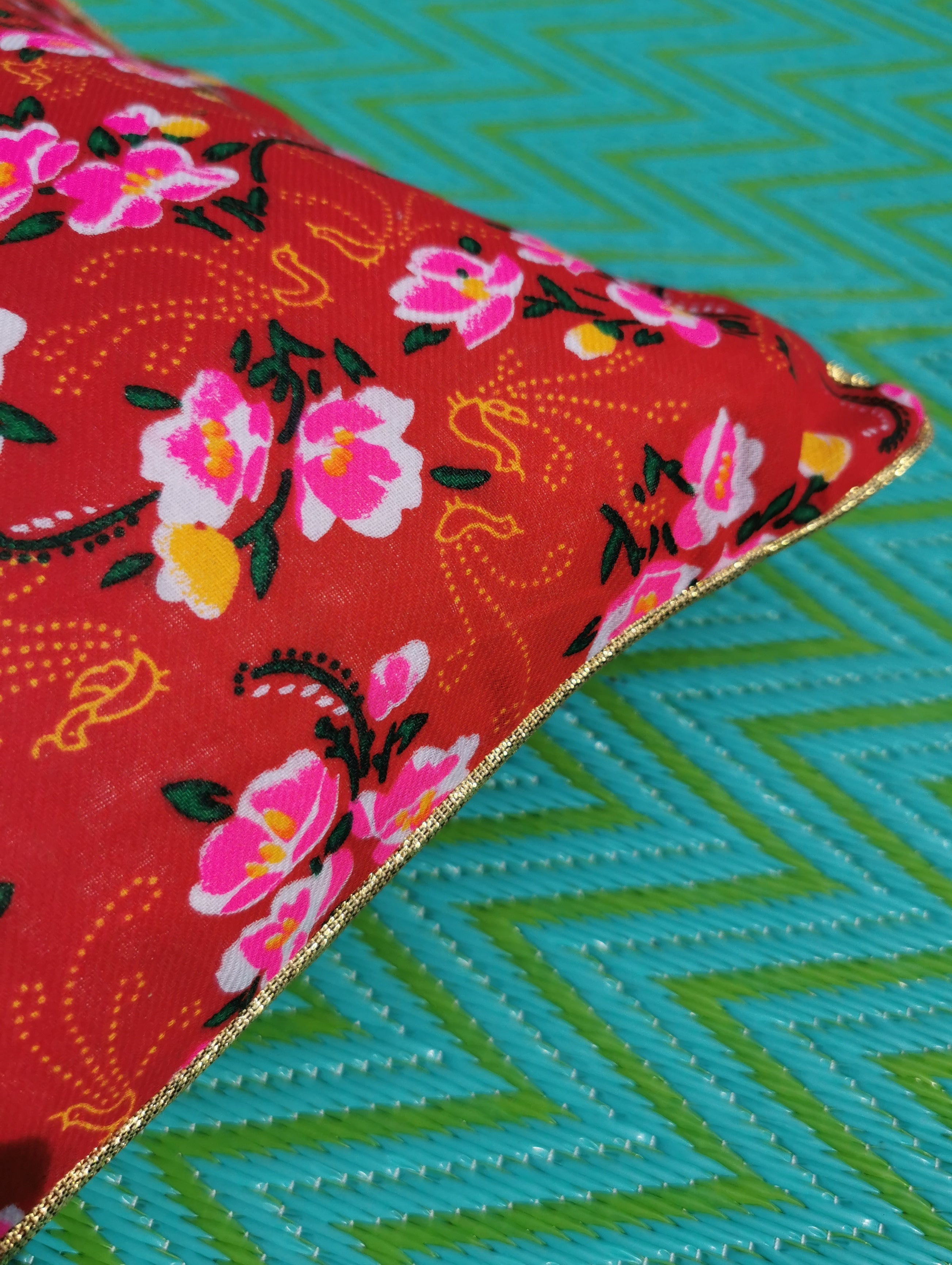 Nomad folky floral cushion
