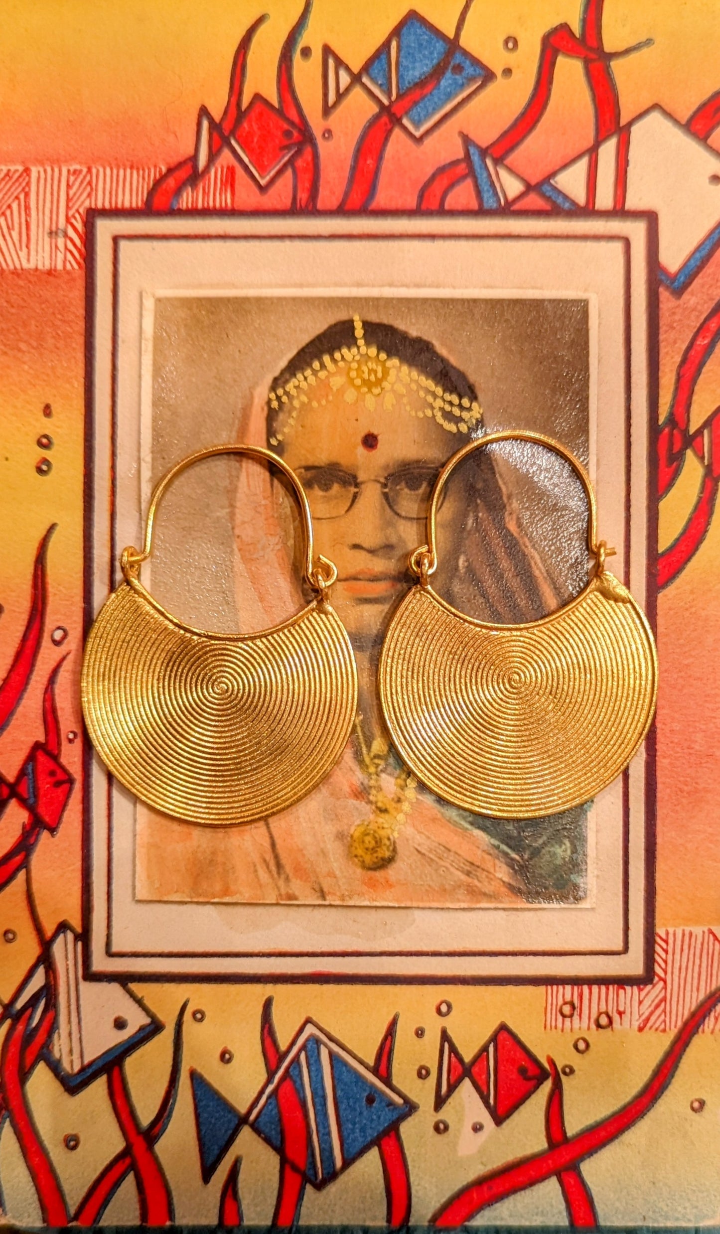 Myanmar concentric hoops with gold plate earrings