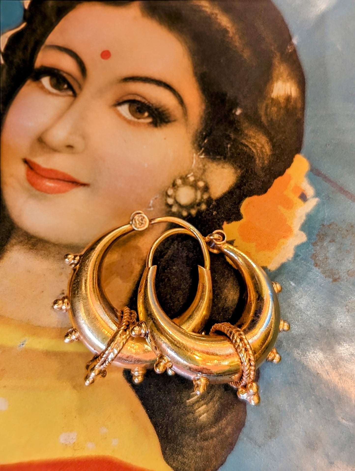 Handmade Fancy gold plated Rajasthani hoop earrings