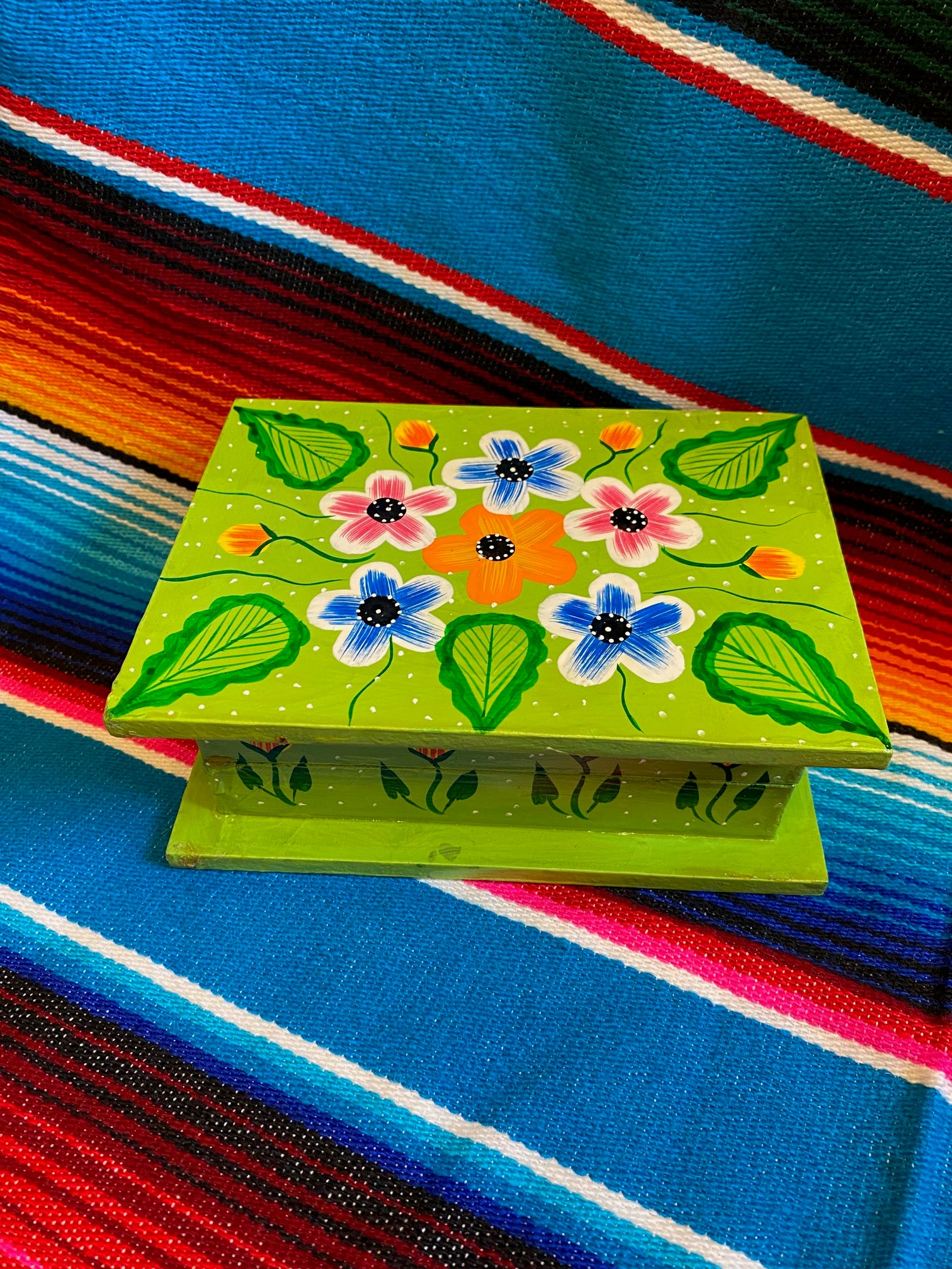 Hand Painted Floral Wooden Box