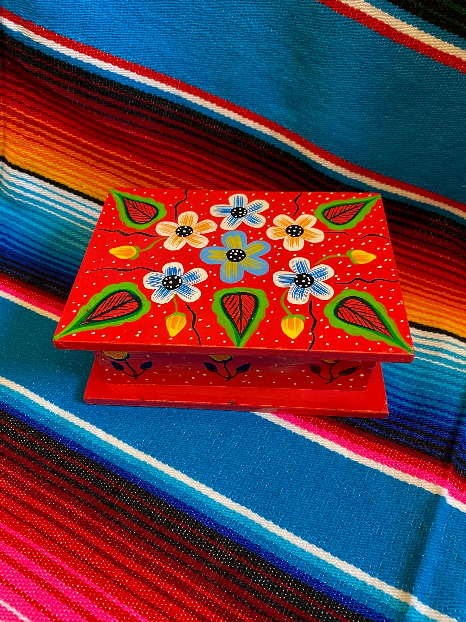 Hand Painted Floral Wooden Box