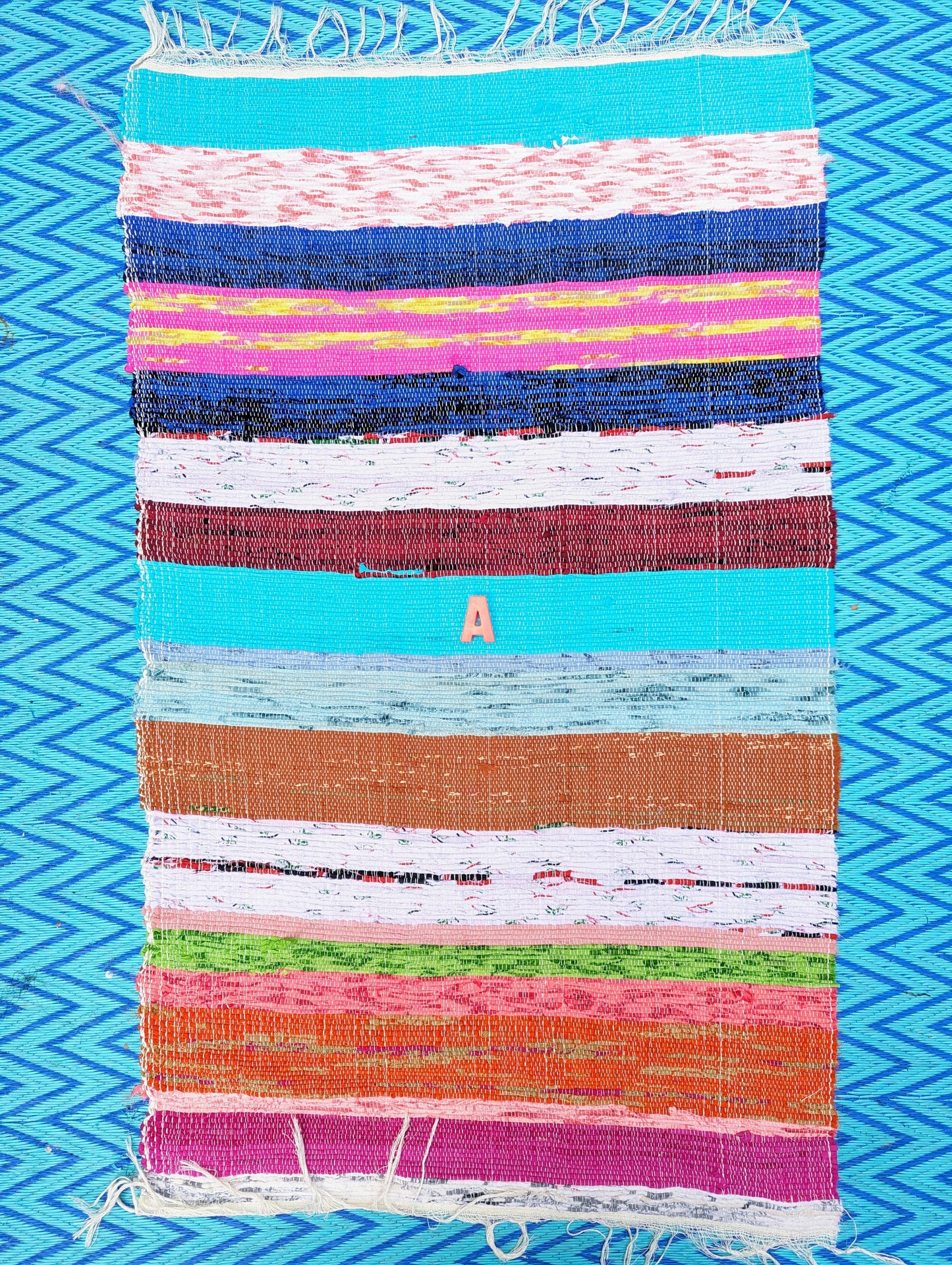 Small recycled striped chindi rugs