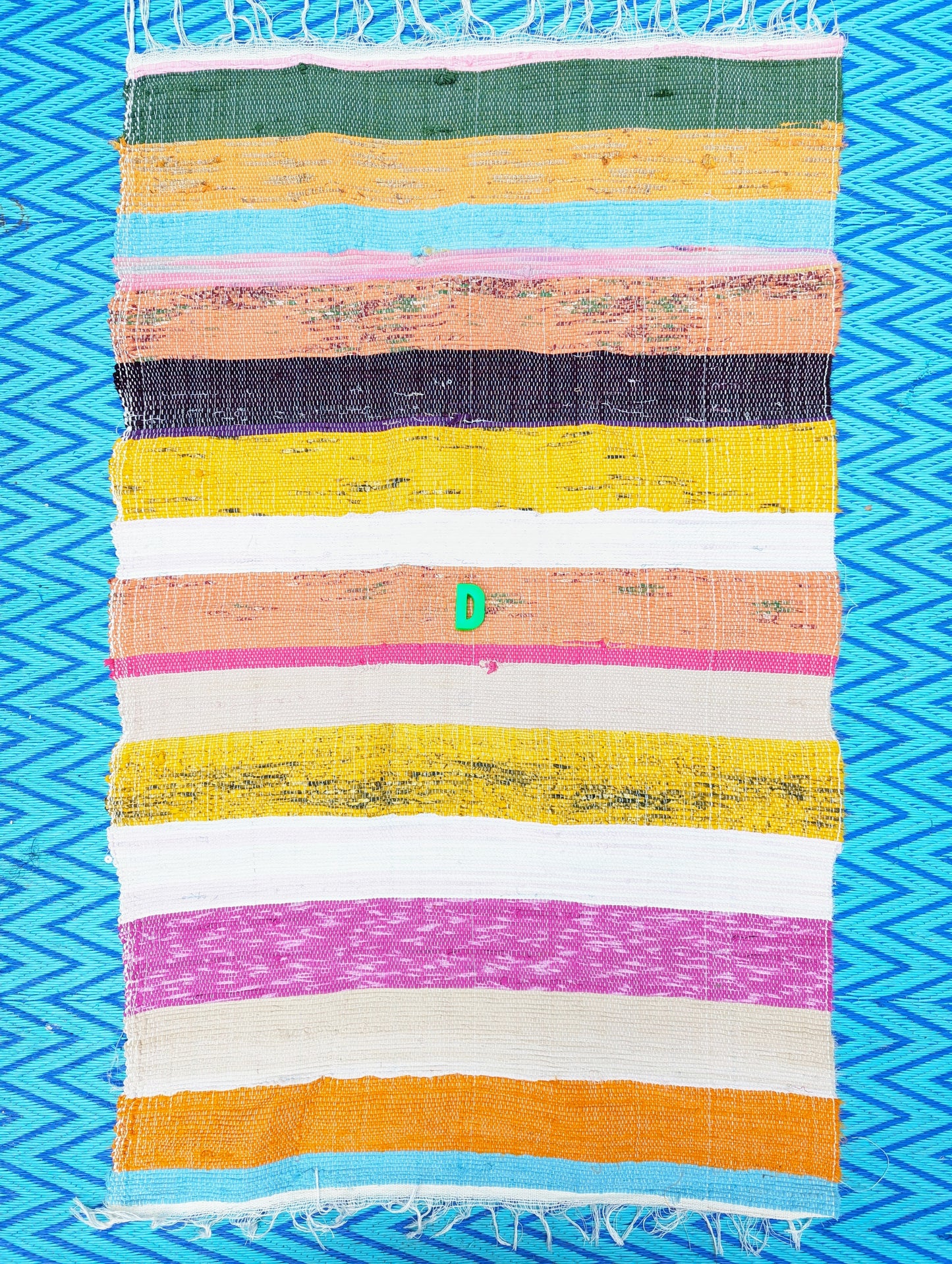 Small recycled striped chindi rugs