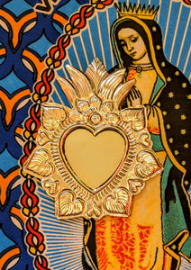 Poor man's silver tin sacred heart mirrors