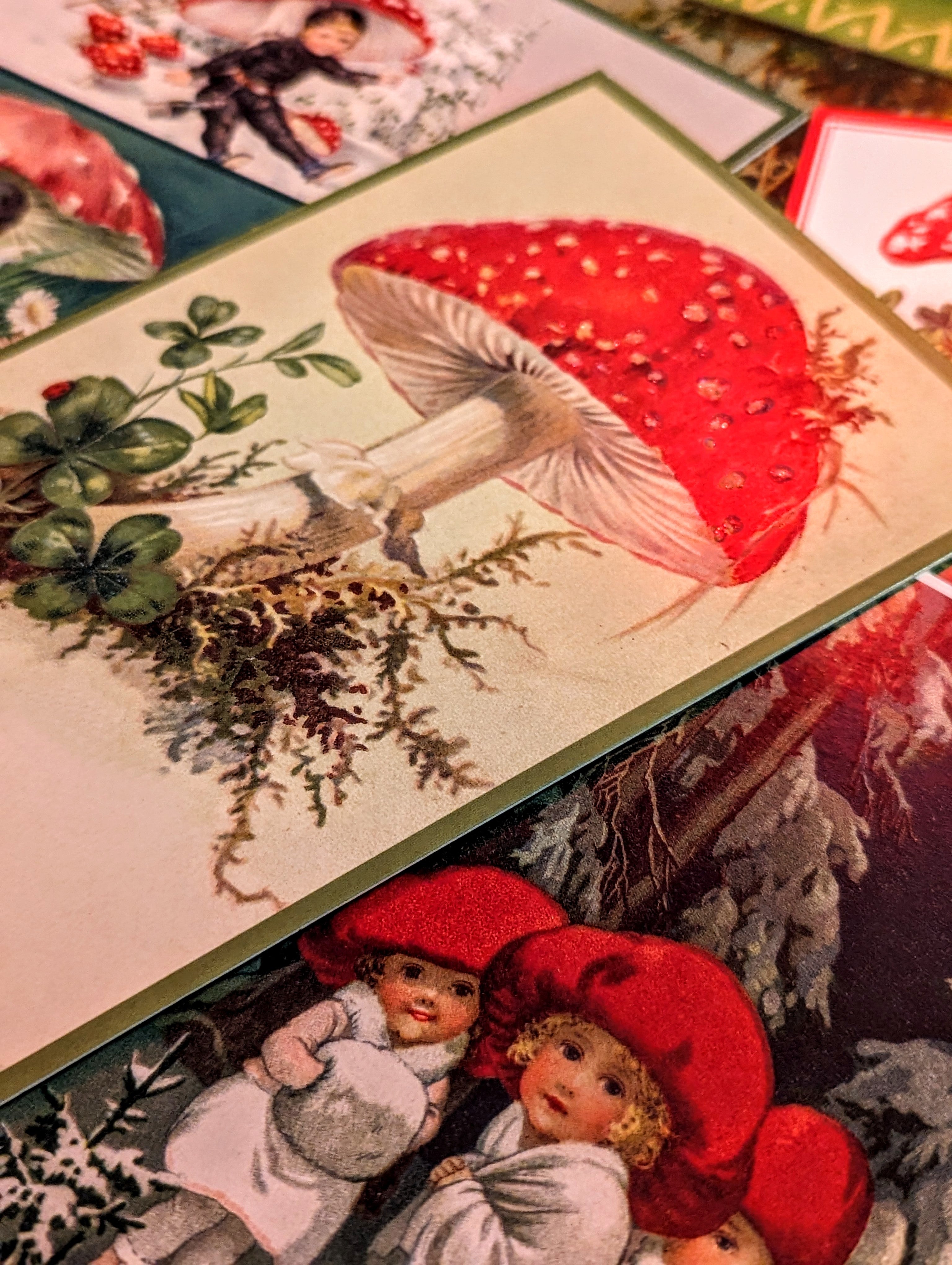 Vintage toadstool folklore postcards