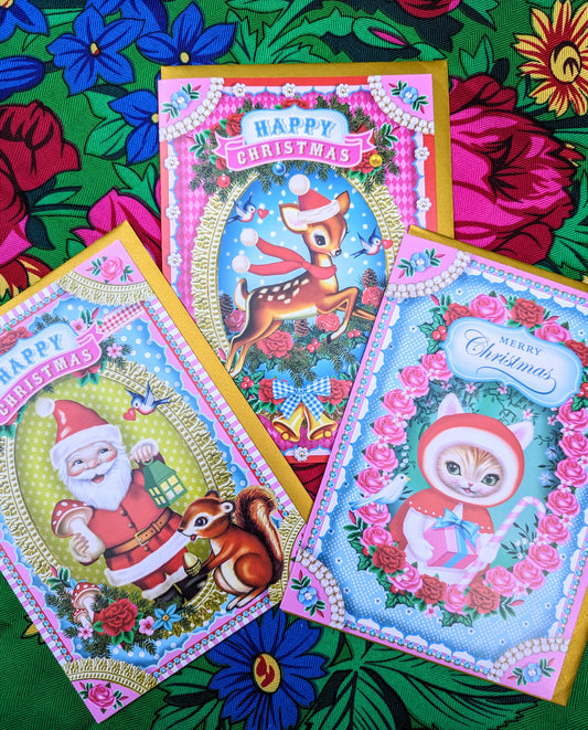 Oh my Lord, how cute are these!?!?

We think these will end up being framed by whoever is lucky enough to receive them!!

Set of 3 greetings cards, a selection of our fave cards to send a bit of joy at Christmas!!

Set of 3 cards

17cm x 12cm 

Fiona Hewitt 