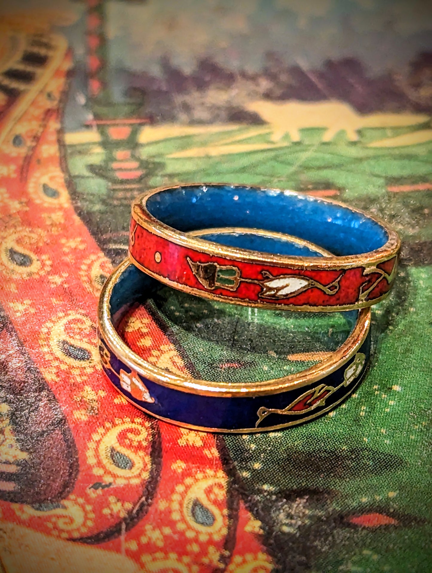 Vintage cloisonne rings