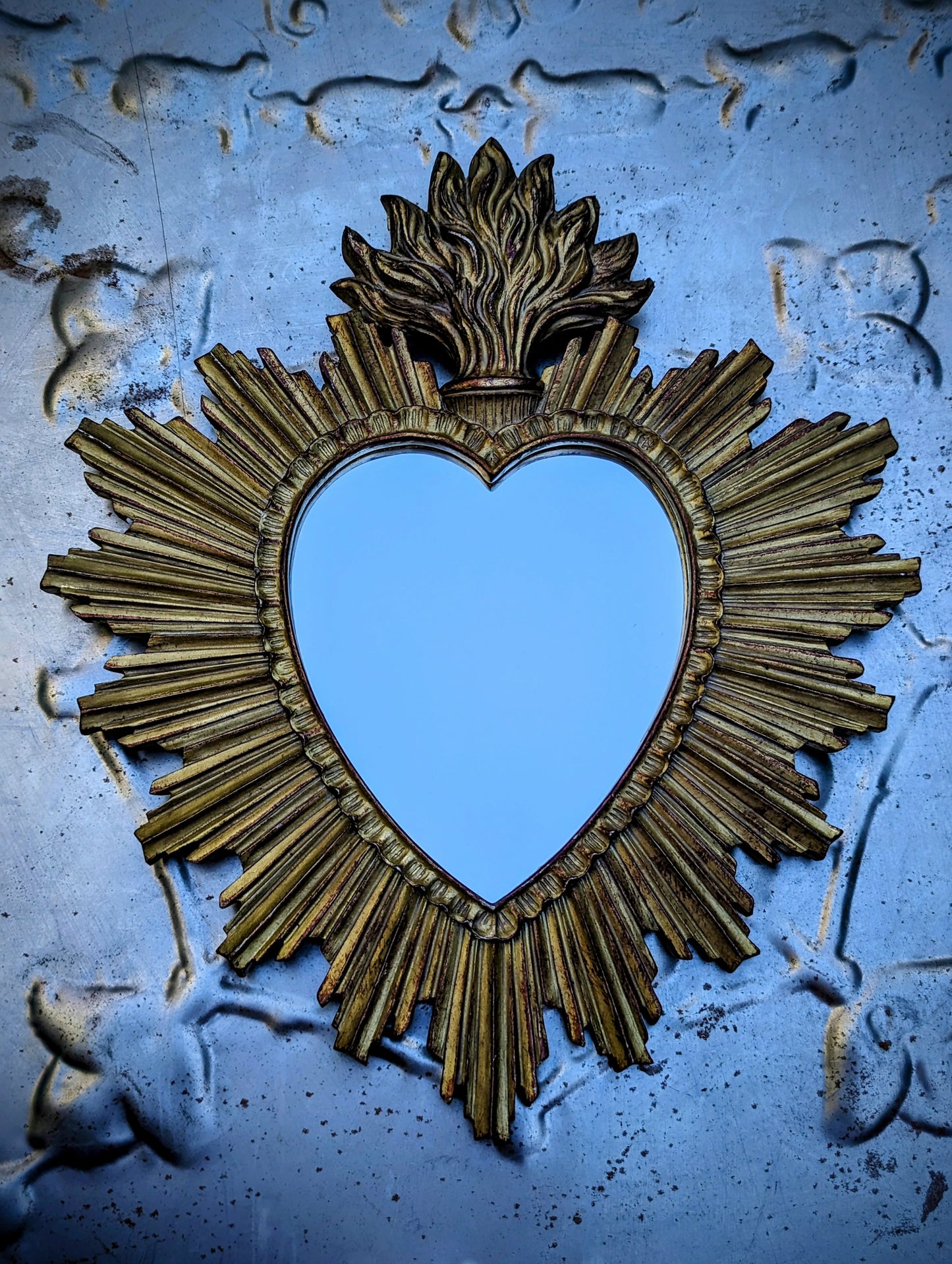 Antique gold heart mirror and plaque