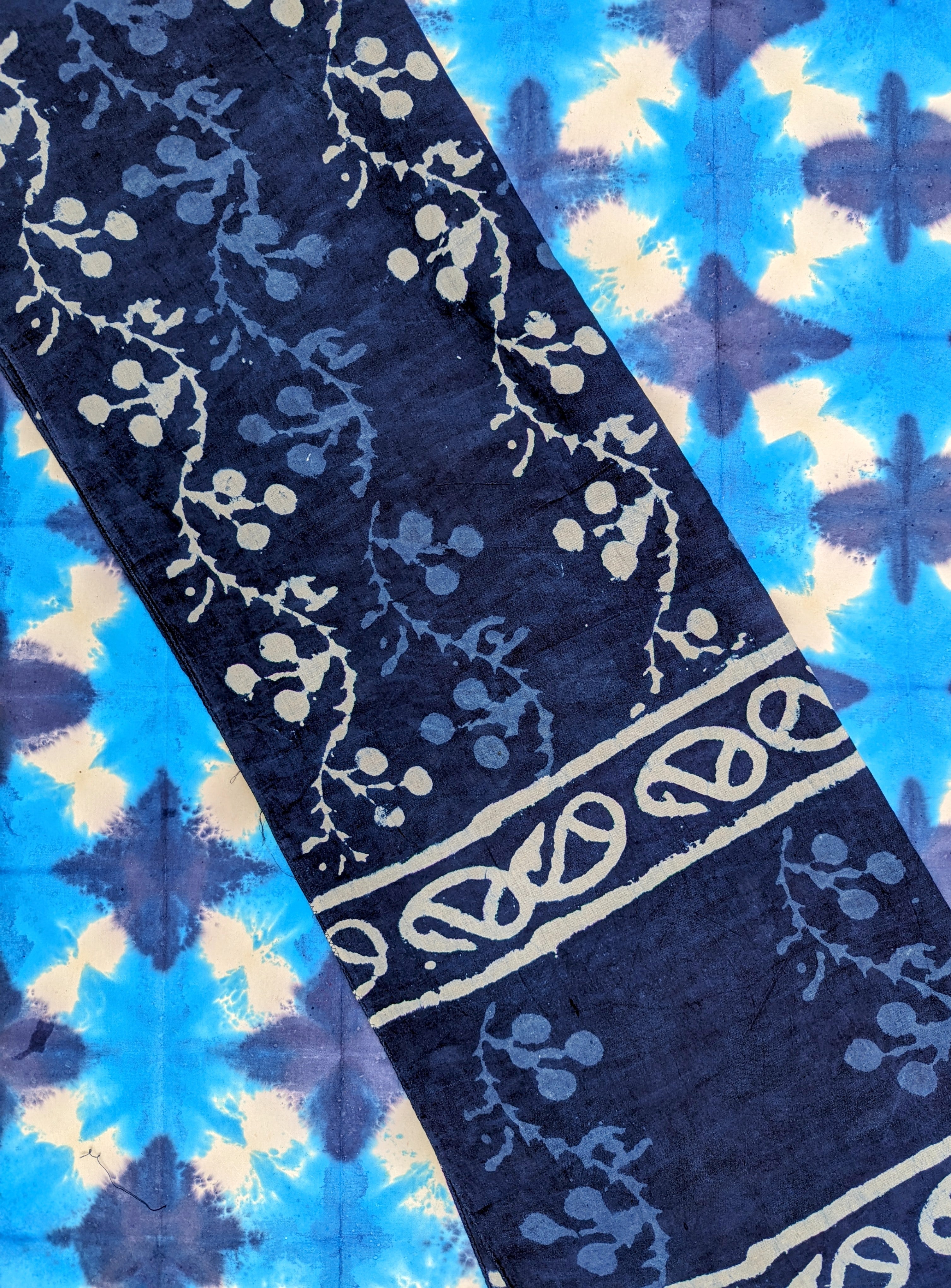 Indigo blockprint scarf