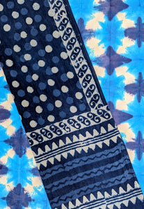 Indigo blockprint scarf