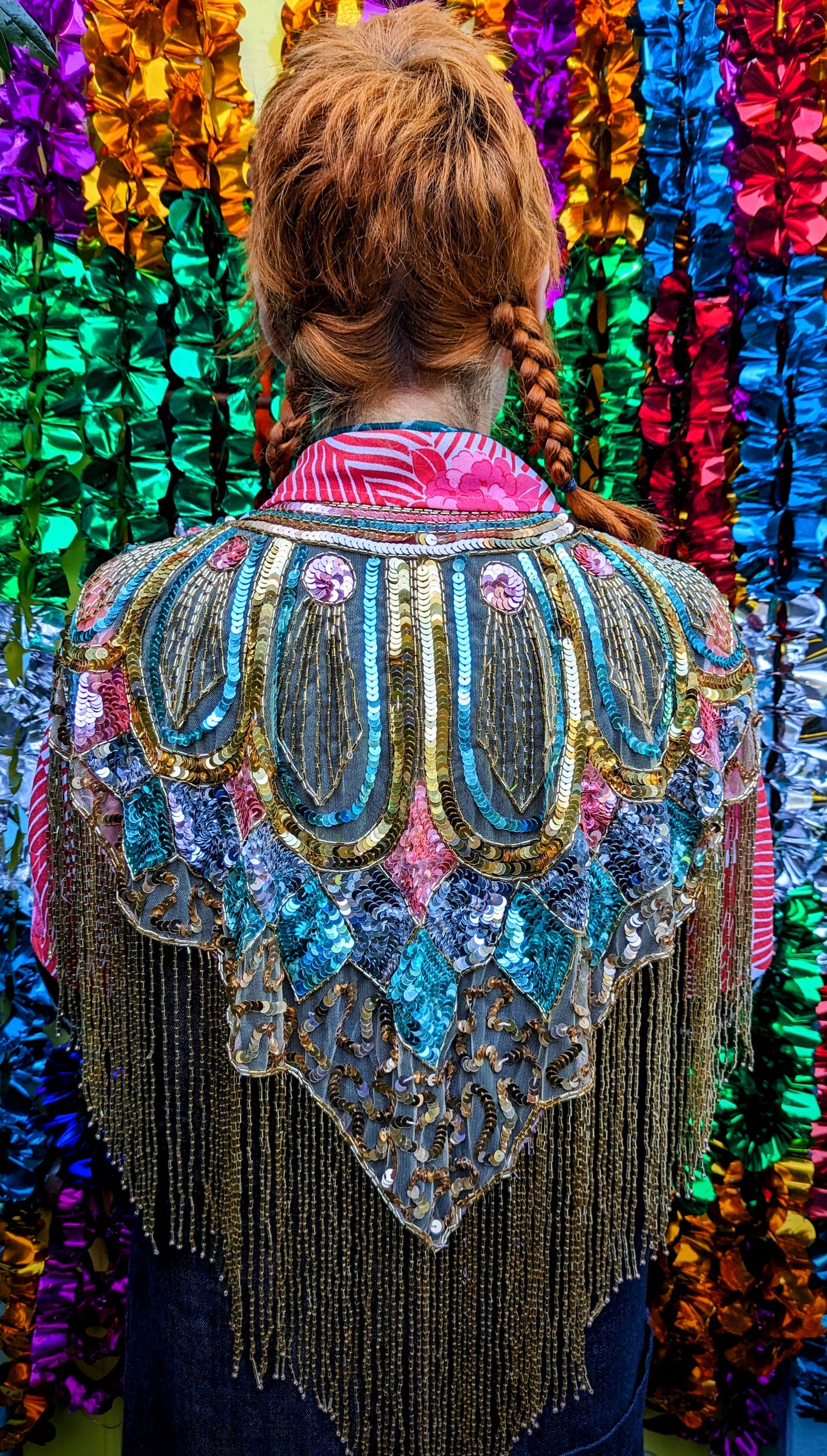 Disco dolly scallop sequin cape