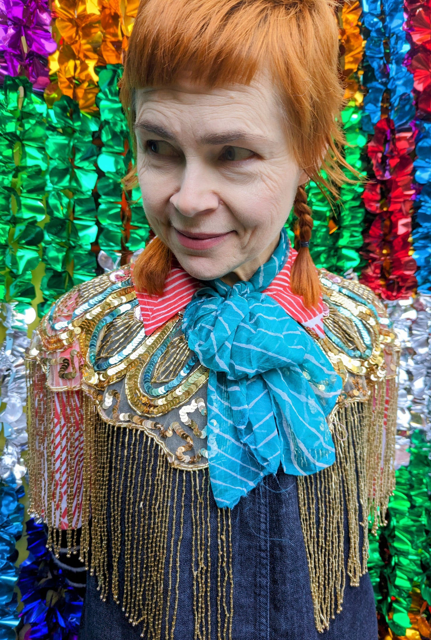 Disco dolly scallop sequin cape