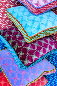 Cotton velvet geometric seat cushion