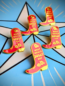 Dolly Parton . Cowboy boot pin. Dolly pin. Enamel pin