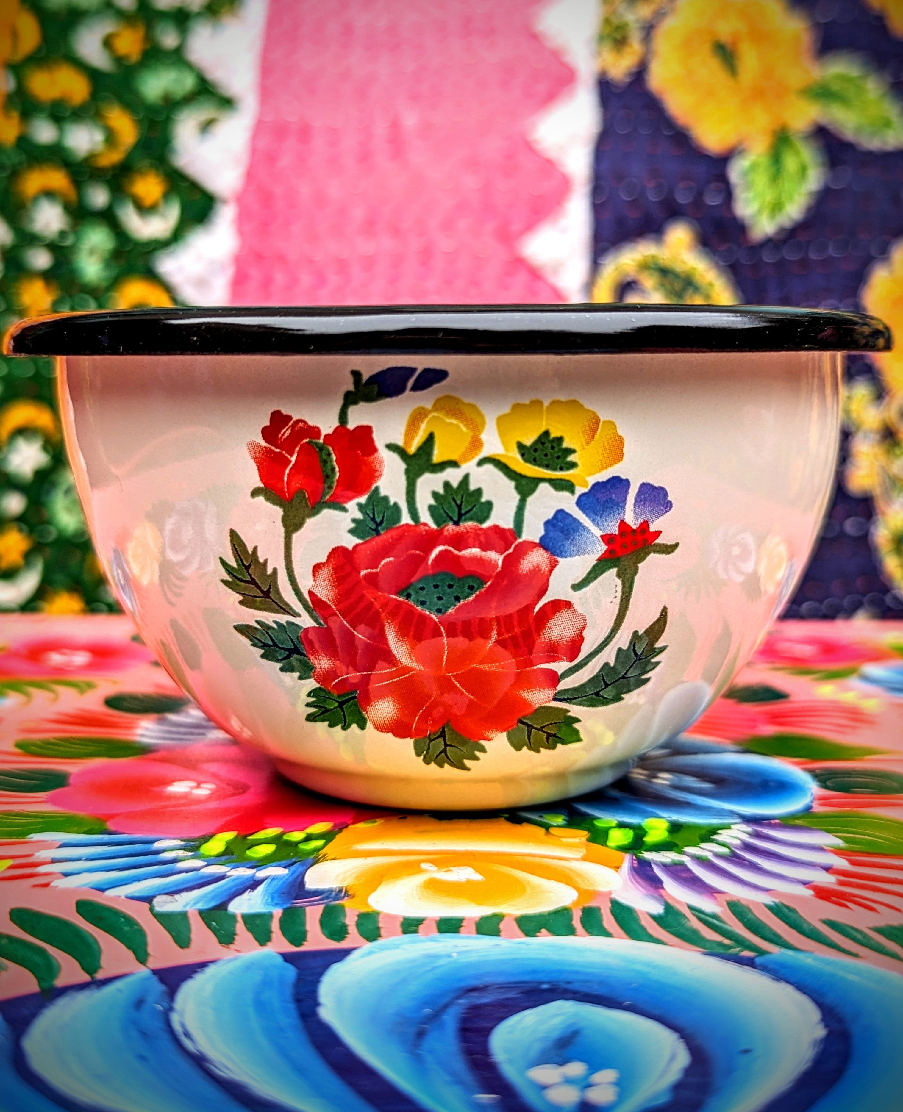 Follky floral enamel bowl