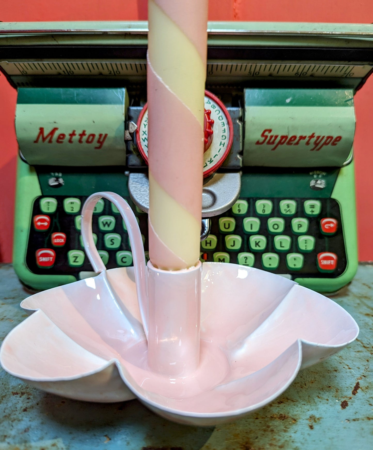 Pastel enamel candle holders