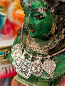 Antique Indian god amulet pendants - Surya