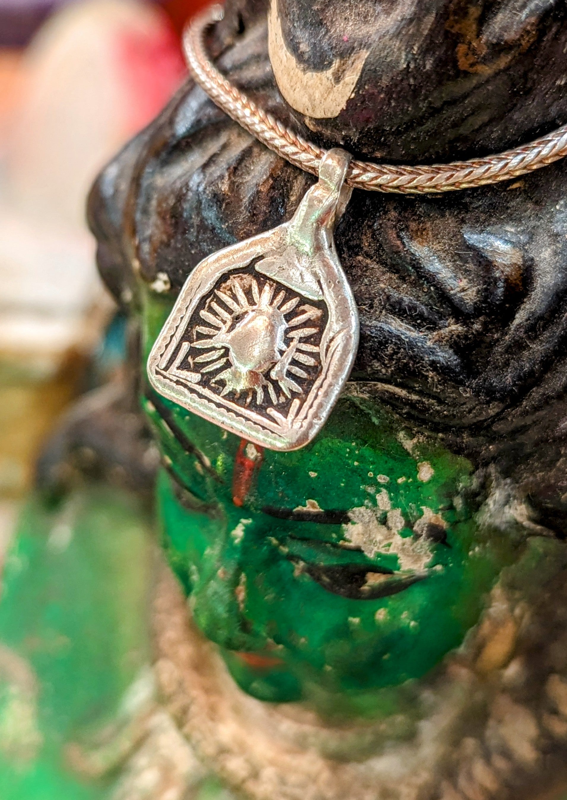 Antique Indian god amulet pendants - Surya