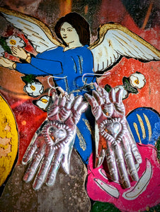 Tin Frida's hand earrings