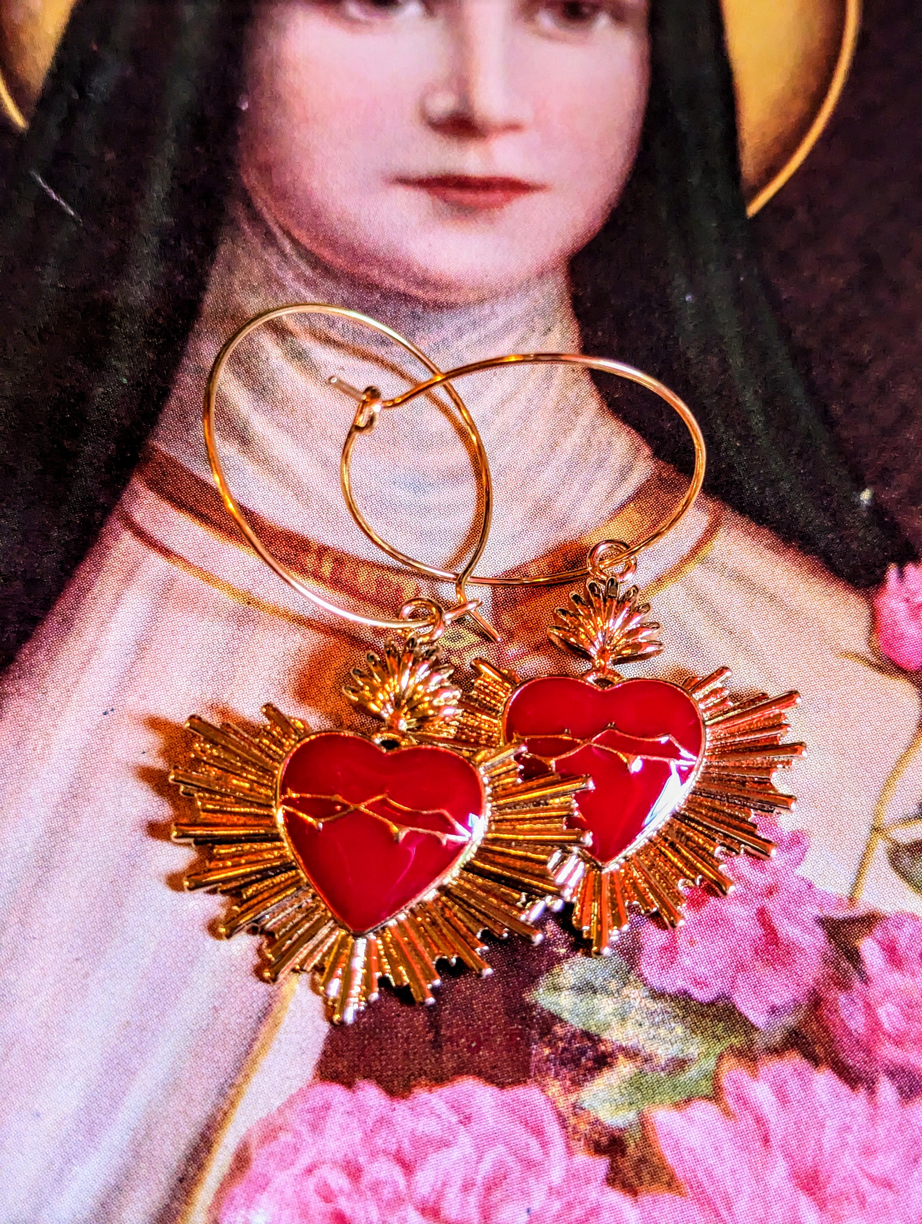 Golden Sacred heart hoops