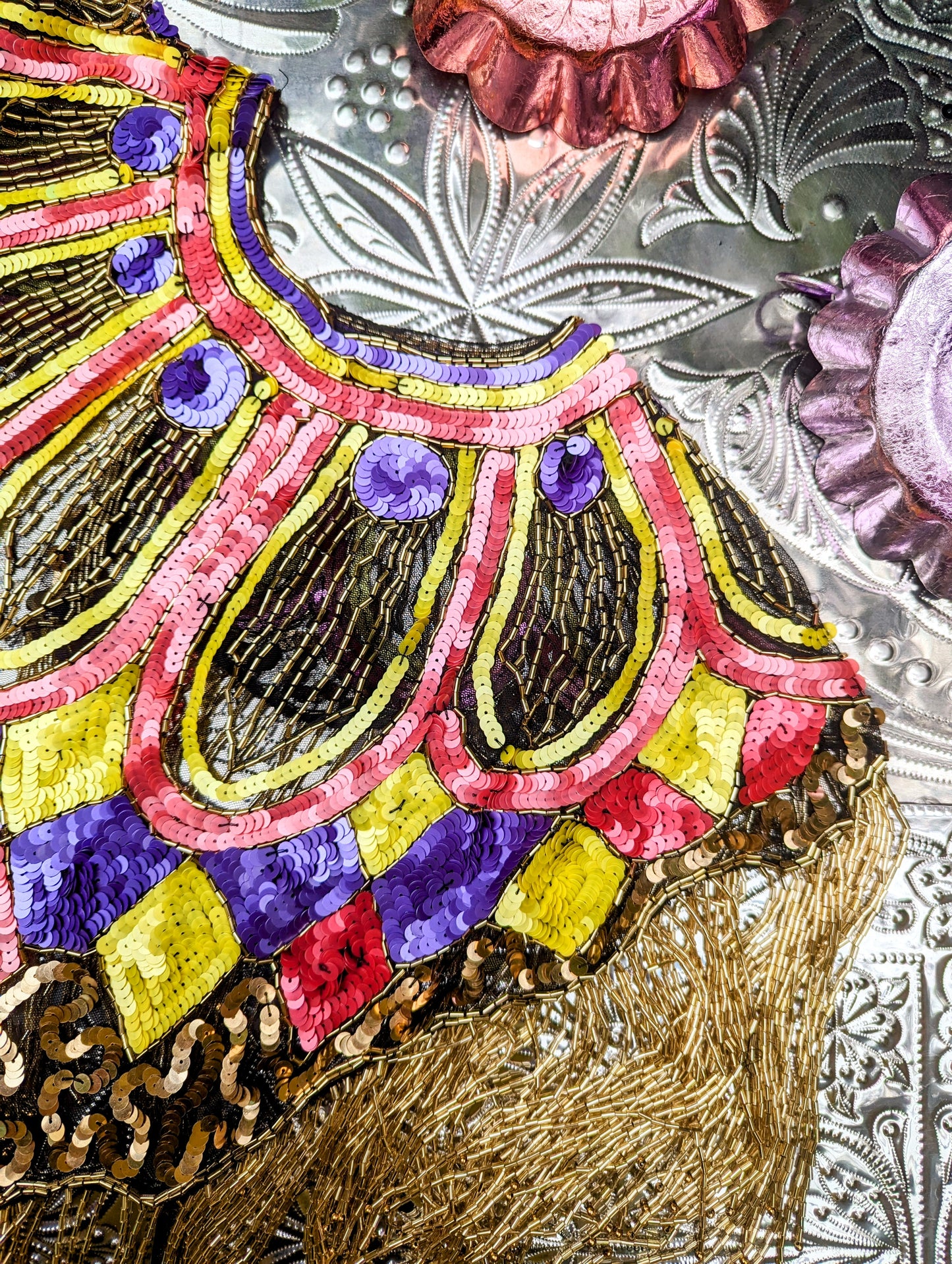 Disco dolly scallop sequin cape
