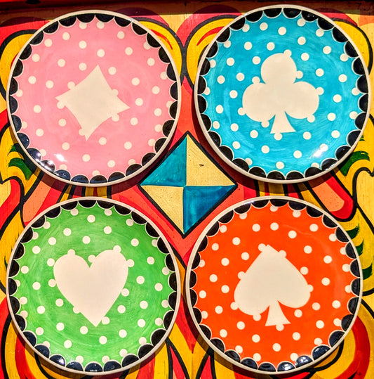 Especially for May festival, Ken Eardley has made us a much longed for playful collection of ceramics, just for us!!

These gorgeous side or cake plates, are hand made from start to finish!!

17.5cm diameter approx.

 

***PRE ORDER***

6 WEEKS LEAD TIME AS KEN IS A CERAMICIST WORKING SOLO. HE HAS MADE ENOUGH TO FURNISH US IN-STORE BUT NOT ONLINE TOO! SHOULD YOU NEED ANYTHING IMMEDIATELY CONTACT US DIRECTLY AND WE MAY BE ABLE TO ASSIST FROM SHOP STOCK...BUT NO PROMISES!

 Card suits
Poker
Poker plates 
Brid