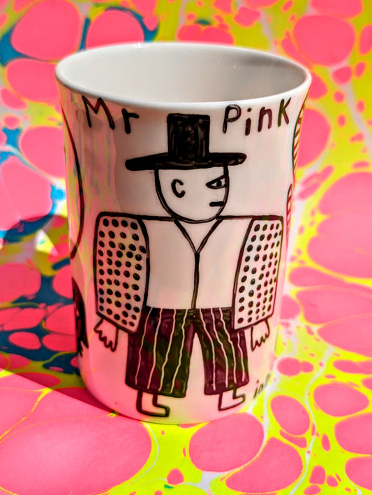Hand painted cups - Mr Pink and a horny devil