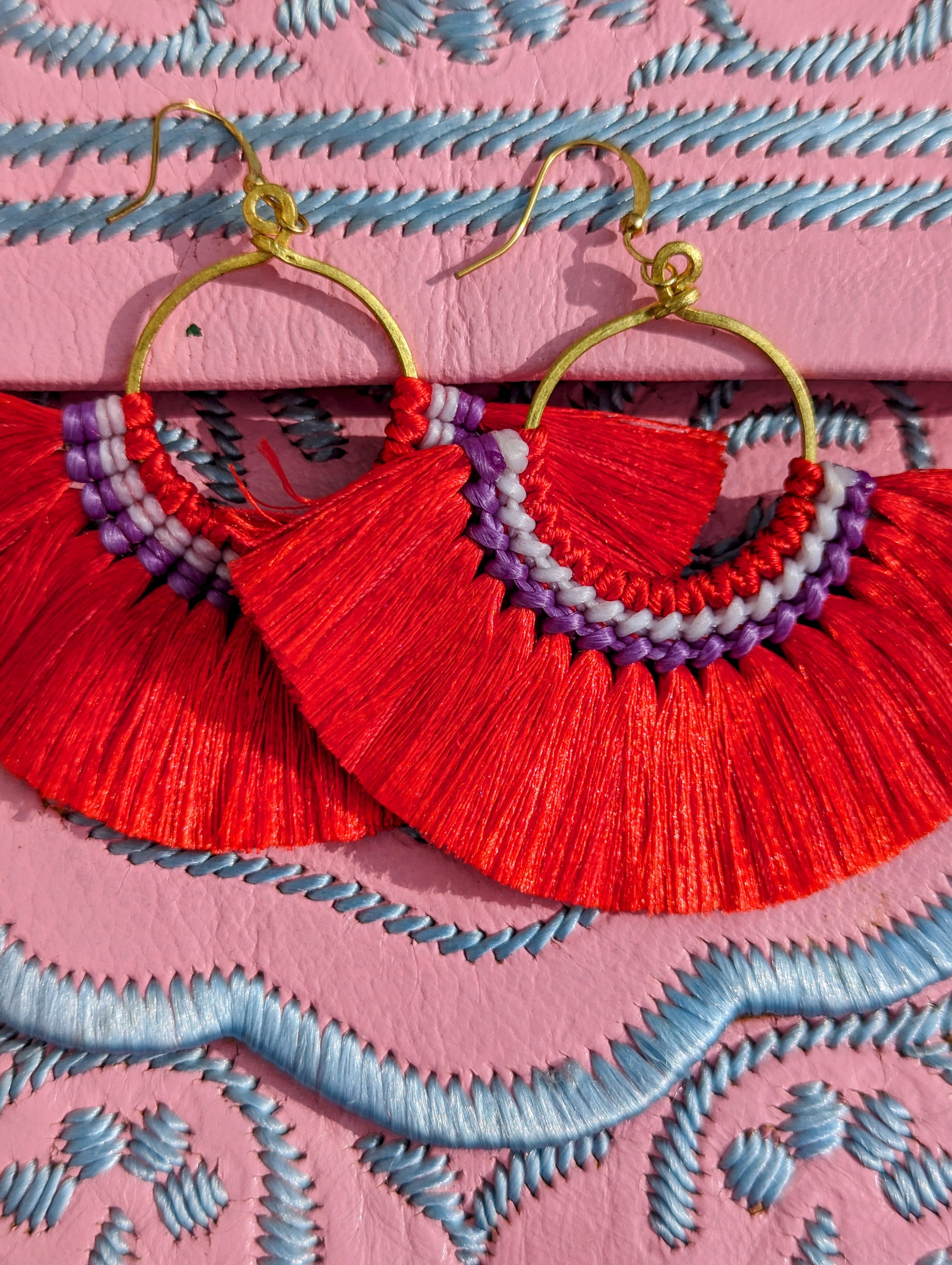 Silk fan earrings